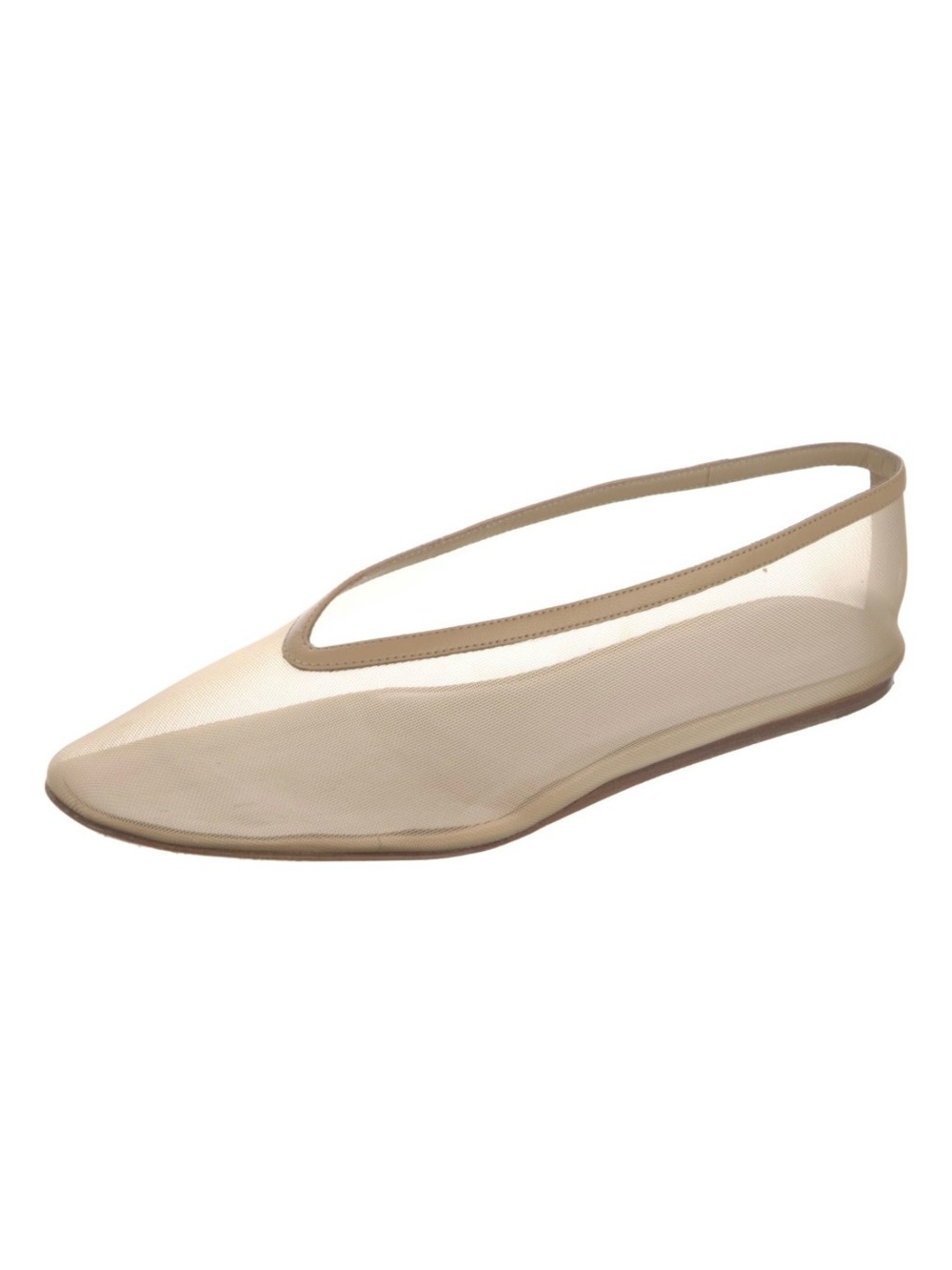 Sheer Pointed-Toe Ballet Flat in Neutral Beige
